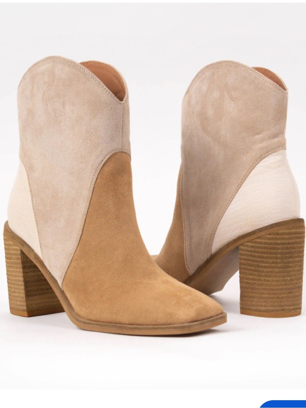 CCOCCI Boutique Kendall Tri color square toe ankle western boot women size 5.5